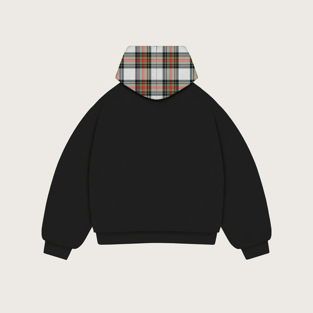 PLAID HOOD ZIPPER